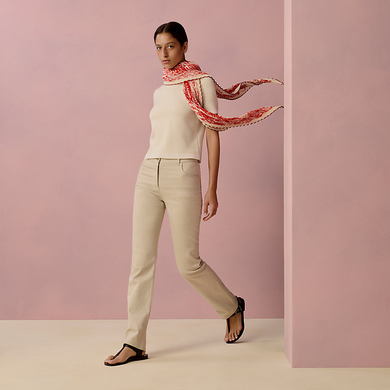 Flamingo Party Tattoo pleated shawl 140 | Hermès USA